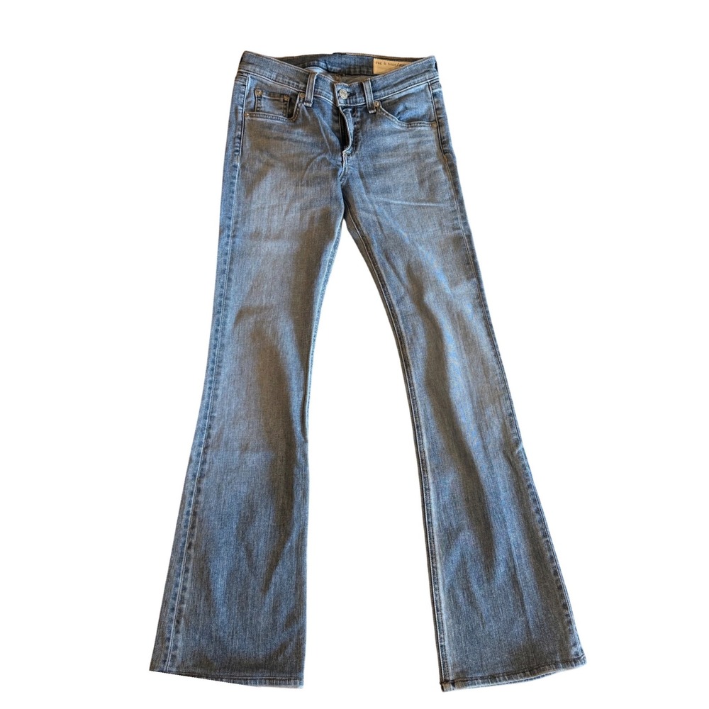 Rag & Bone Flare Jeans CLN Belgrave Blue Low Rise Denim W1547K520CBE Size 26